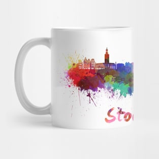 Stockholm skyline in watercolor Mug